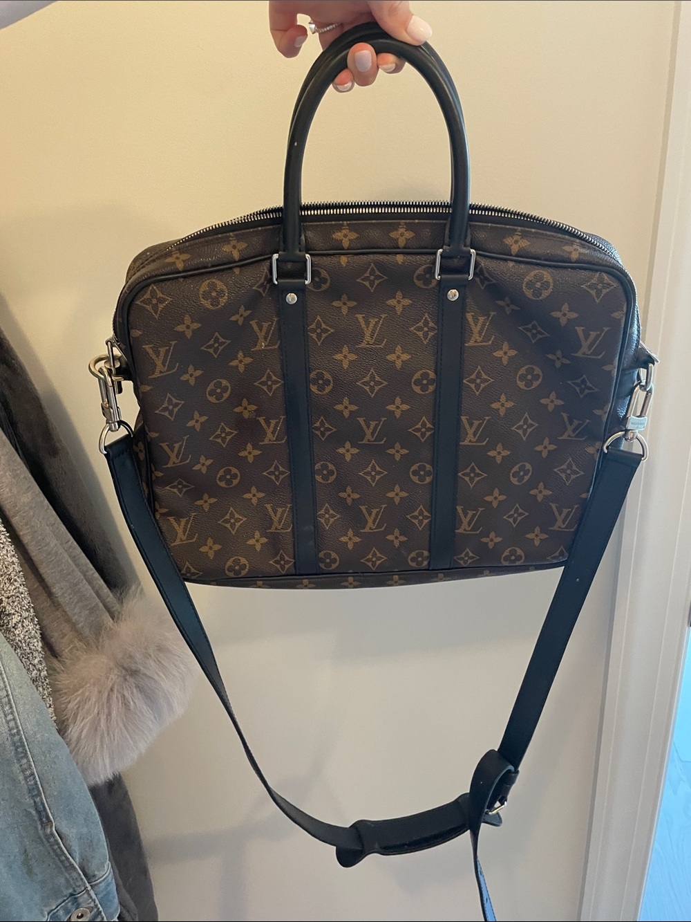 Louis Vuitton Monogram Canvas Laptop Bag with Black Trim